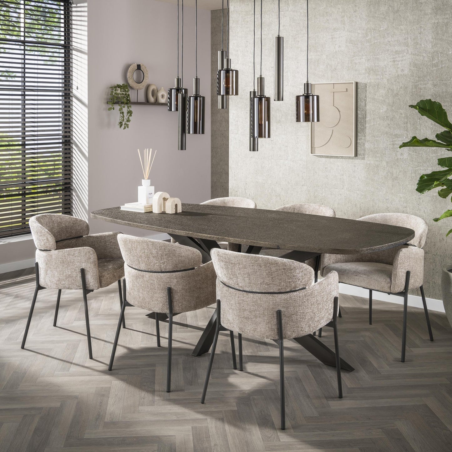 Pendelleuchte Ayu – Cluster-Design in Braun (9-flammig)