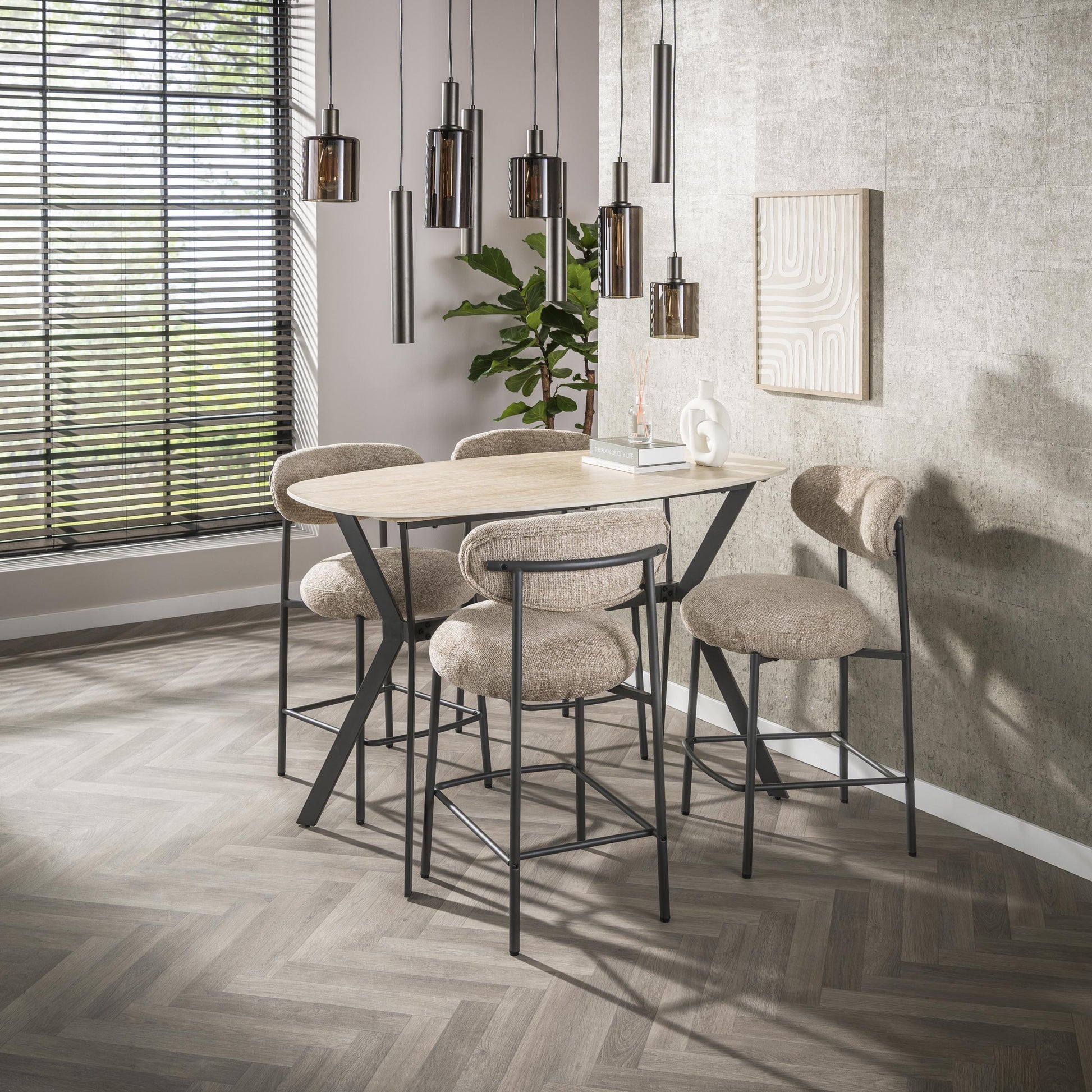 Pendelleuchte Ayu – Cluster-Design in Braun (9-flammig)