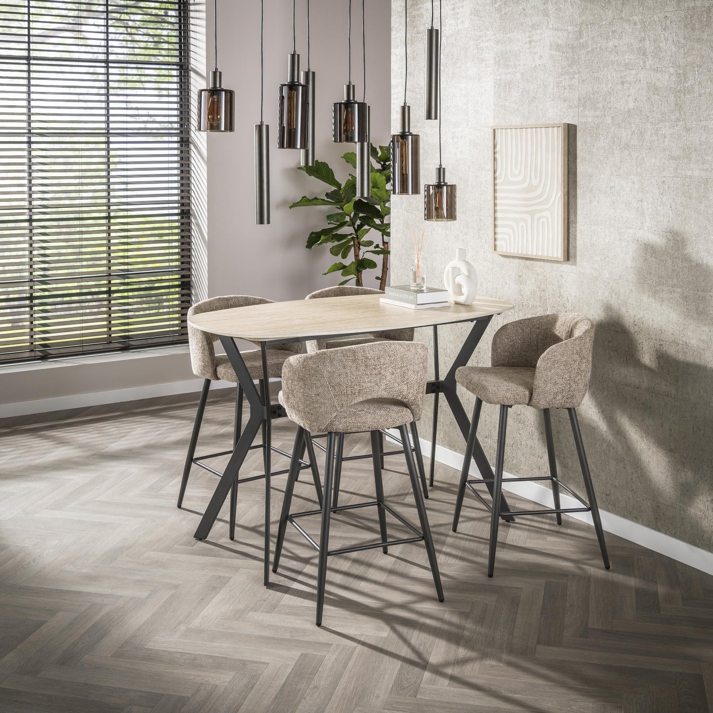 Pendelleuchte Ayu – Cluster-Design in Braun (9-flammig)