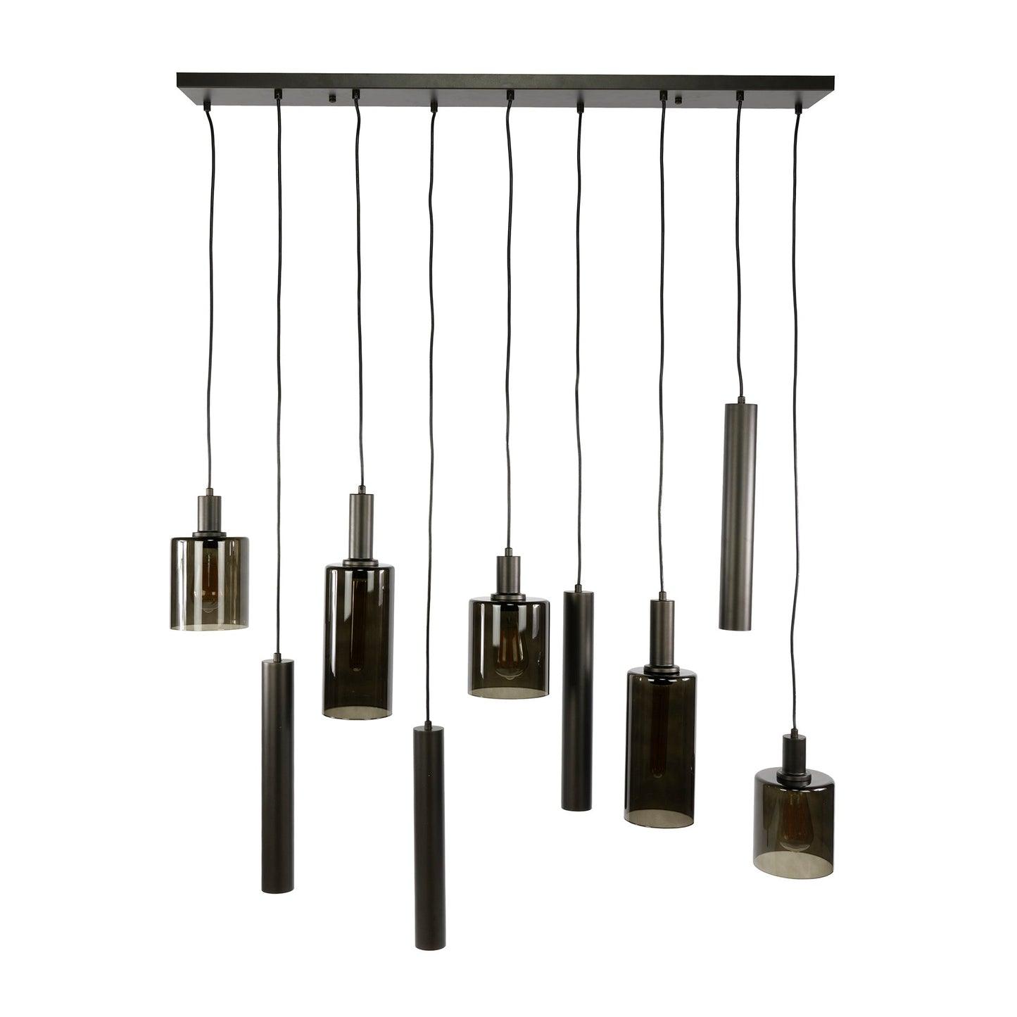 Pendelleuchte Ayu – Cluster-Design in Braun (9-flammig)