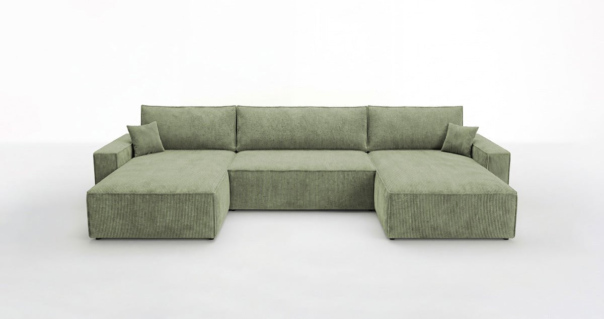 Luxusbetten24 Designer Sofa Vienna U Cord mit Schlaffunktion und Stauraum