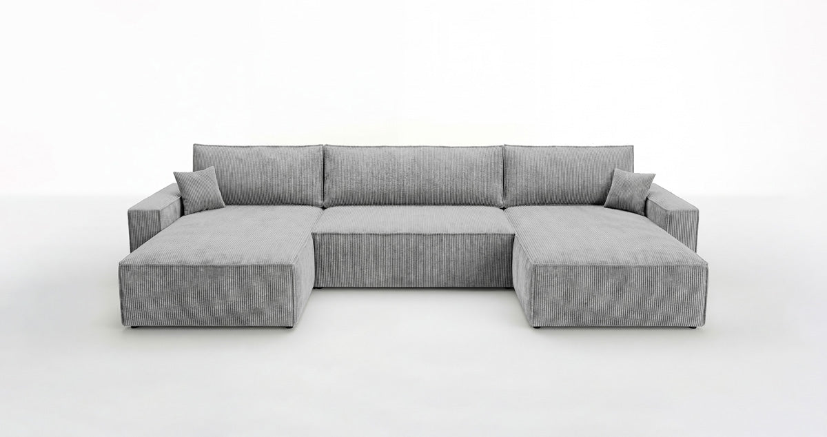 Luxusbetten24 Designer Sofa Vienna U Cord mit Schlaffunktion und Stauraum