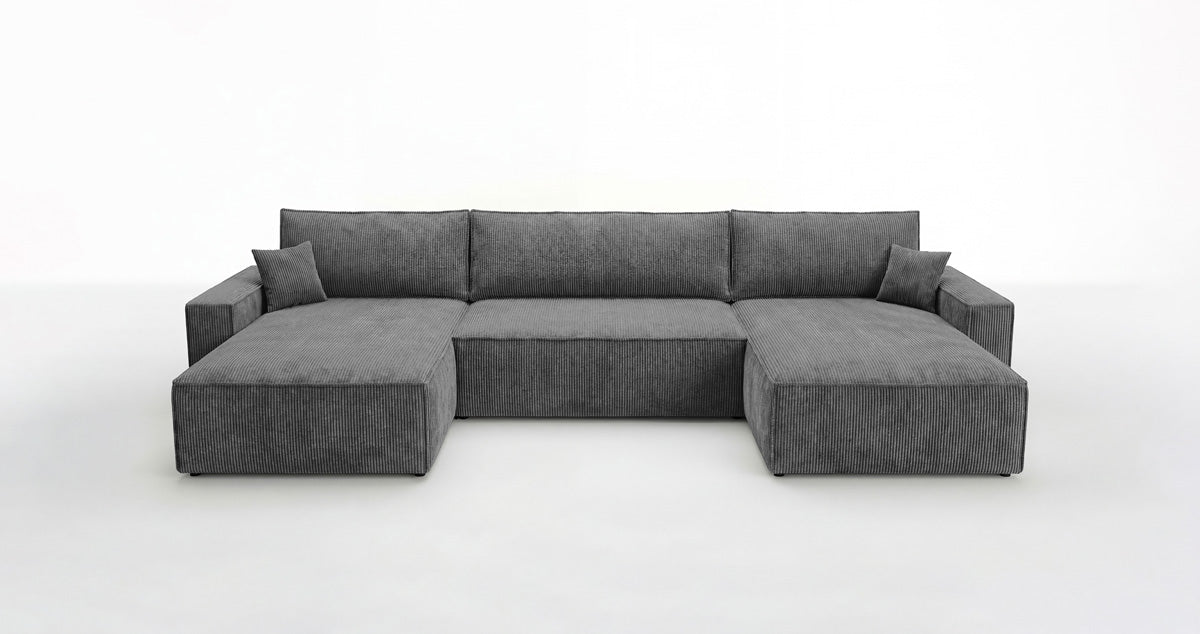 Luxusbetten24 Designer Sofa Vienna U Cord mit Schlaffunktion und Stauraum