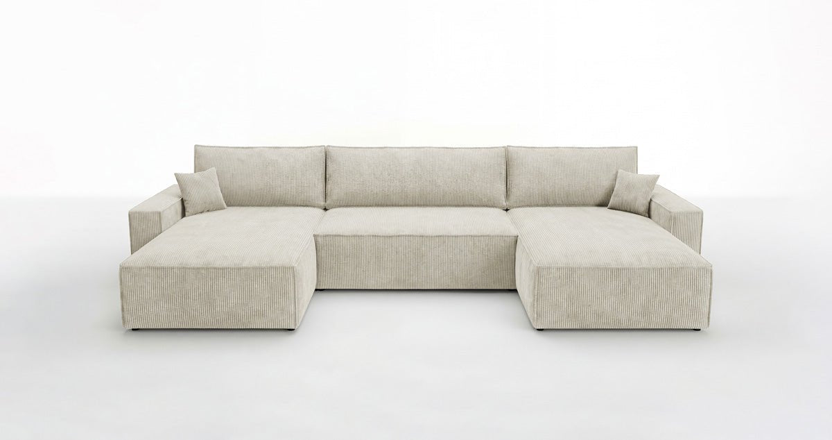 Luxusbetten24 Designer Sofa Vienna U Cord mit Schlaffunktion und Stauraum