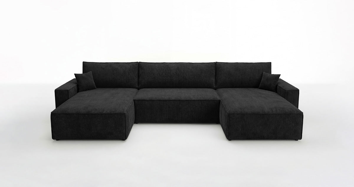Luxusbetten24 Designer Sofa Vienna U Cord mit Schlaffunktion und Stauraum