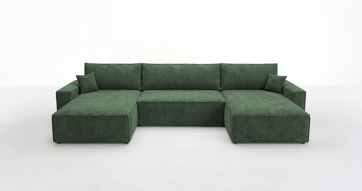 Luxusbetten24 Designer Sofa Vienna U Cord mit Schlaffunktion und Stauraum