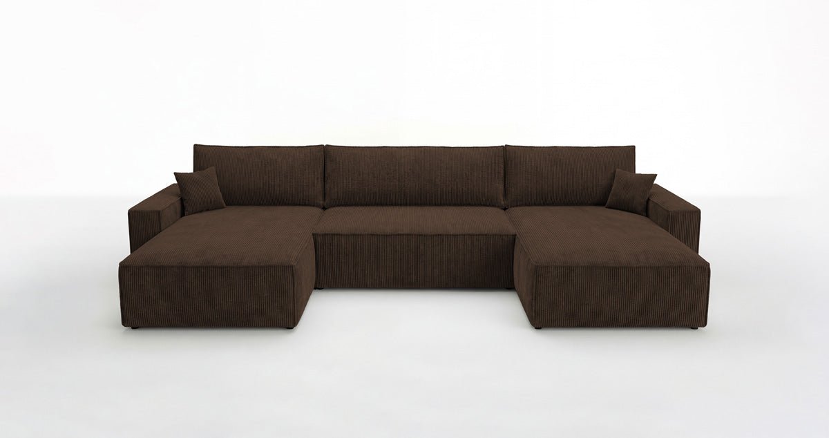 Luxusbetten24 Designer Sofa Vienna U Cord mit Schlaffunktion und Stauraum