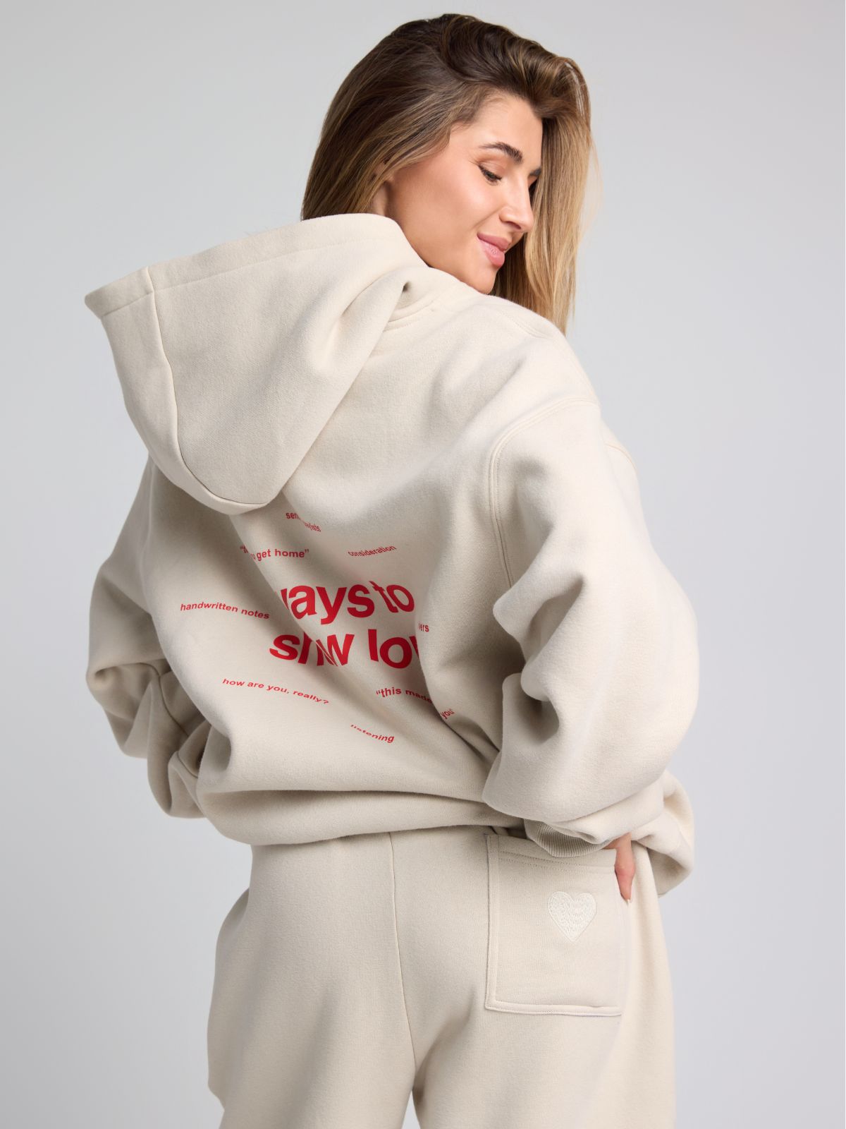 Comfrt Love Hoodie Unisex Baumwoll-Polyester Herz-Print Mehrfarbig Komfort