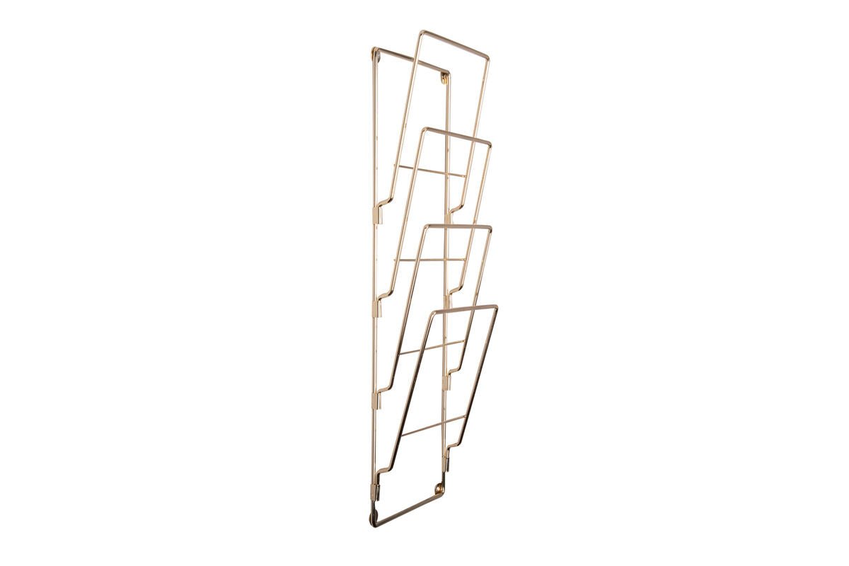 Luxusbetten24 Magazinhalter Lino Wandregal aus Draht Gold