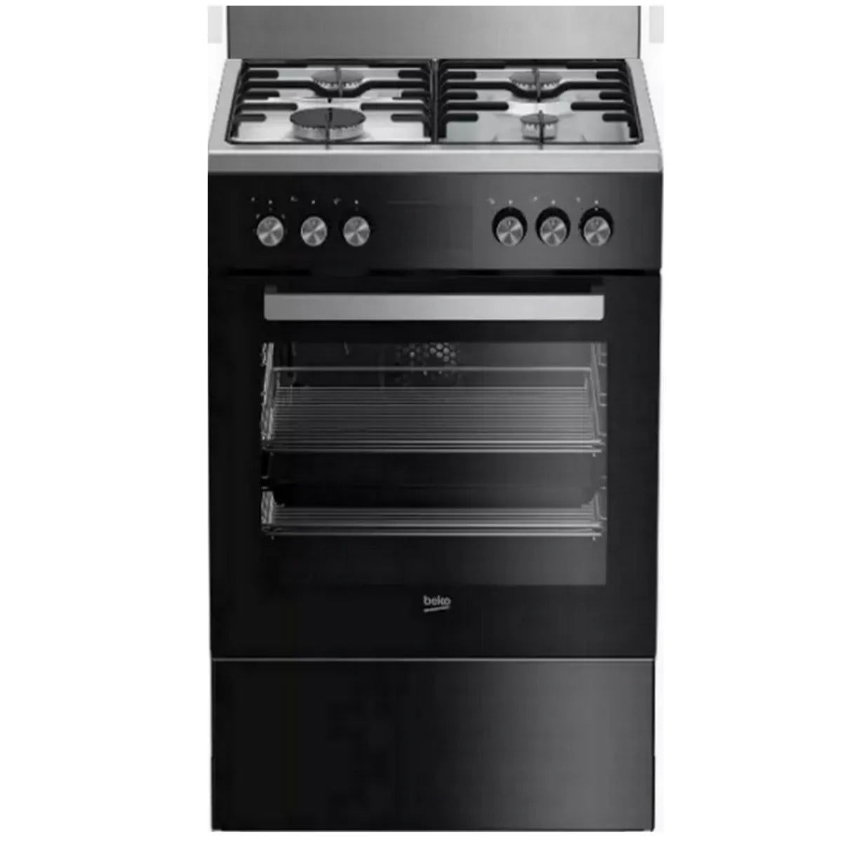 Beko FSG52010GBC Cocina a Gas Negra Inox 4 Quemadores