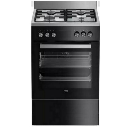 Beko FSG52010GBC Cocina a Gas Negra Inox 4 Quemadores