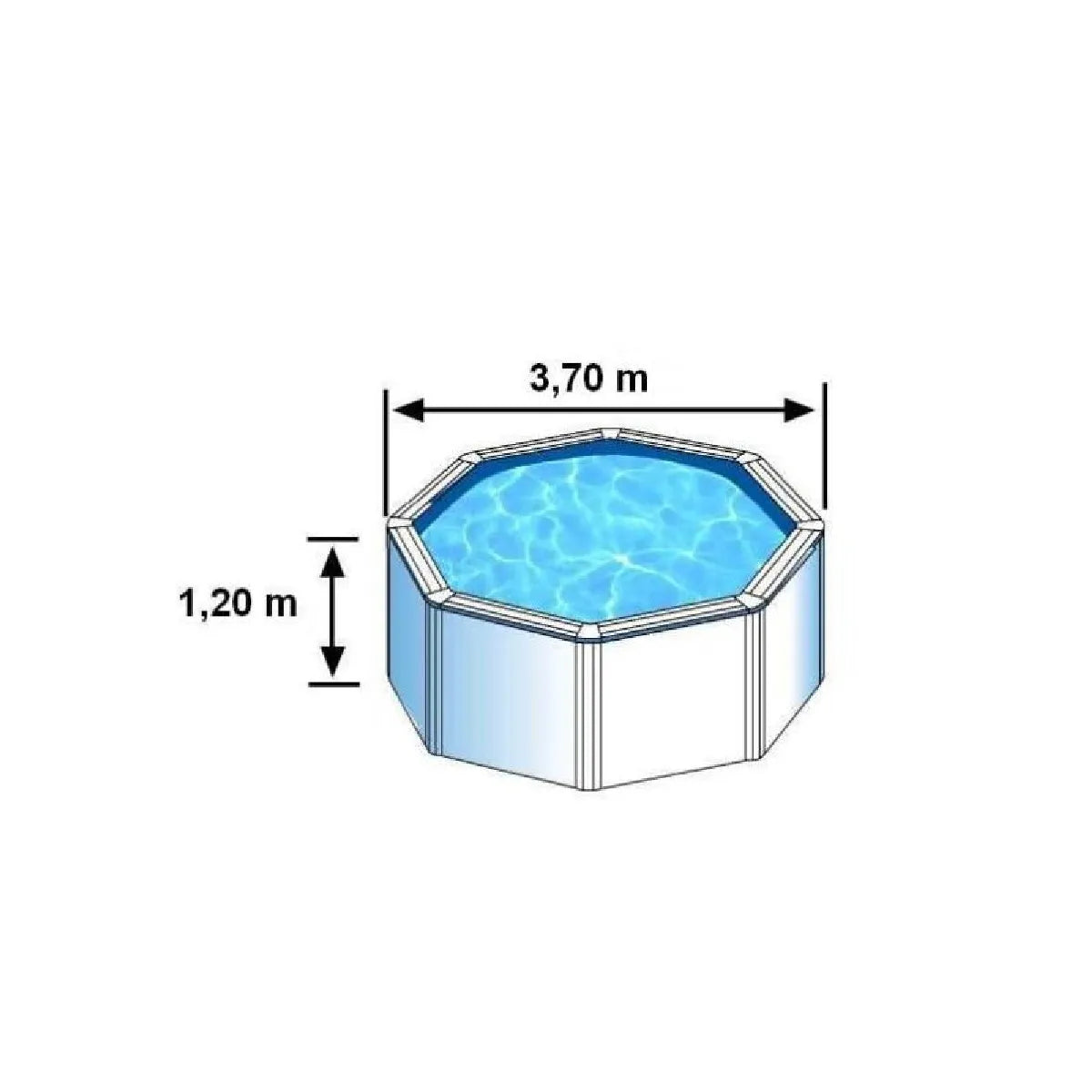 GRE Piscina Acero Blanco Modelo Bora Redonda 3,70