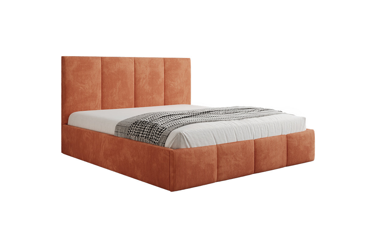 Mina Designer Polsterbett Cord – 140 × 200 cm, wählbare Kopfteilhöhe, Farben