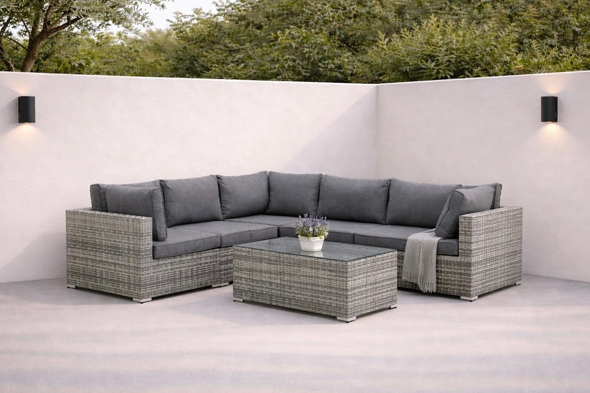 Luxusbetten24 Panther Garten-Loungeset aus Kunstrattan, stilvoll, 3 Farben