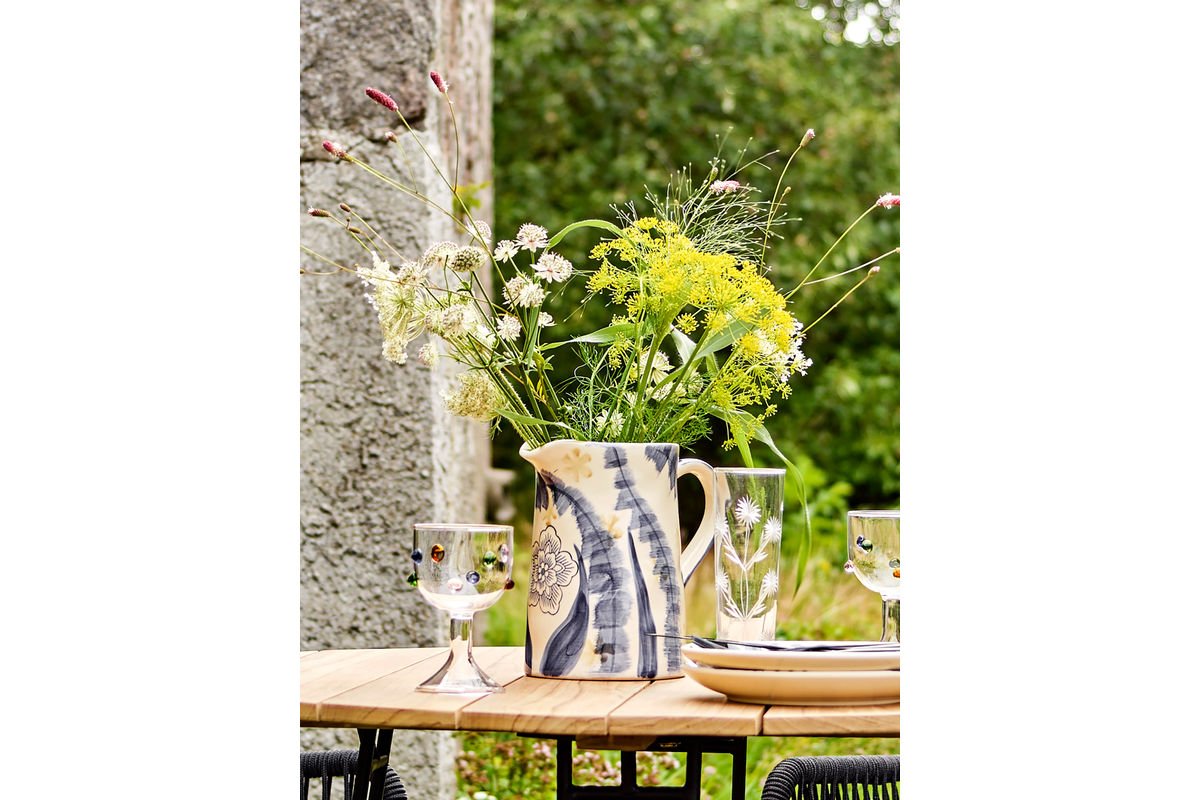 Luxusbetten24 BlueFlower Vase aus Blauem Steingut