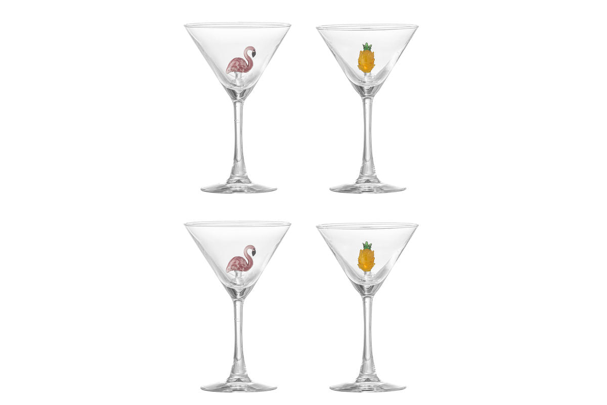 Cocktailgläser Dara – Glas mit handgefertigten Figuren (4er‑Set)