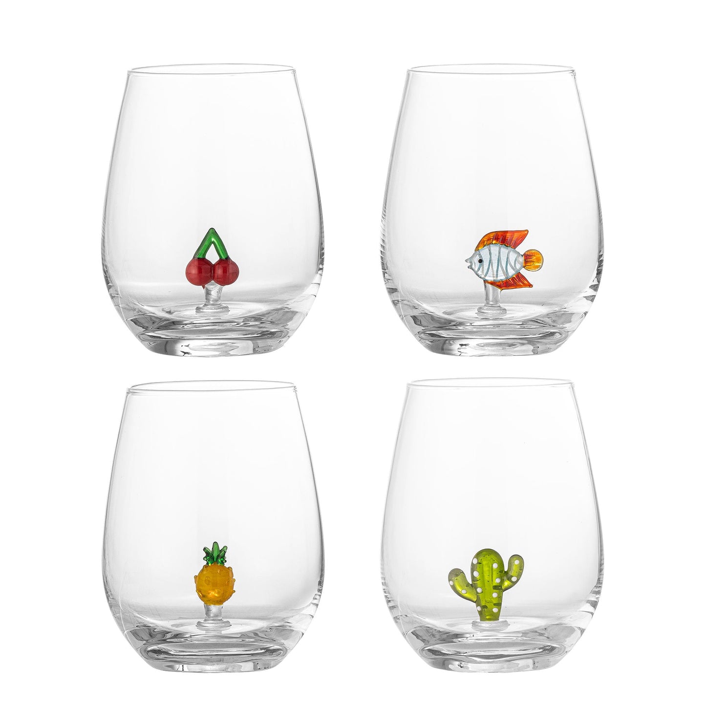 Trinkgläser Cala – Glas mit handgefertigten Figuren (4er-Set)