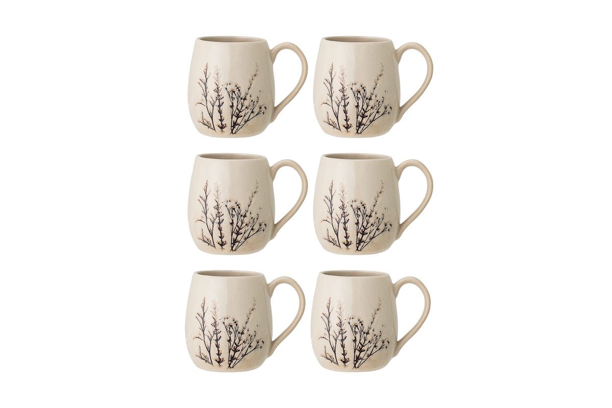 Solis Becher Set, 6er Stück, Natur, aus Steingut