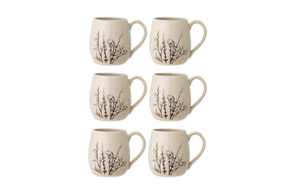 Solis Becher Set, 6er Stück, Natur, aus Steingut