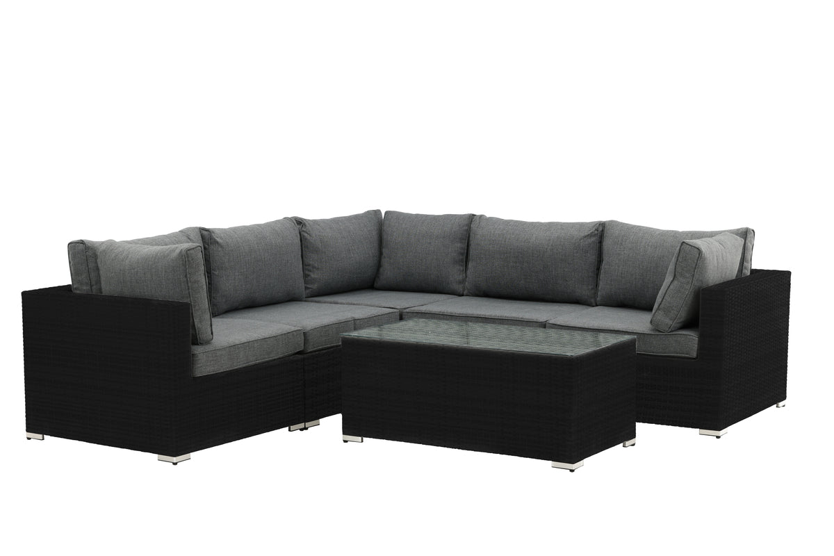 Luxusbetten24 Panther Garten-Loungeset aus Kunstrattan, stilvoll, 3 Farben