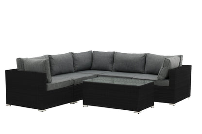 Luxusbetten24 Panther Garten-Loungeset aus Kunstrattan, stilvoll, 3 Farben