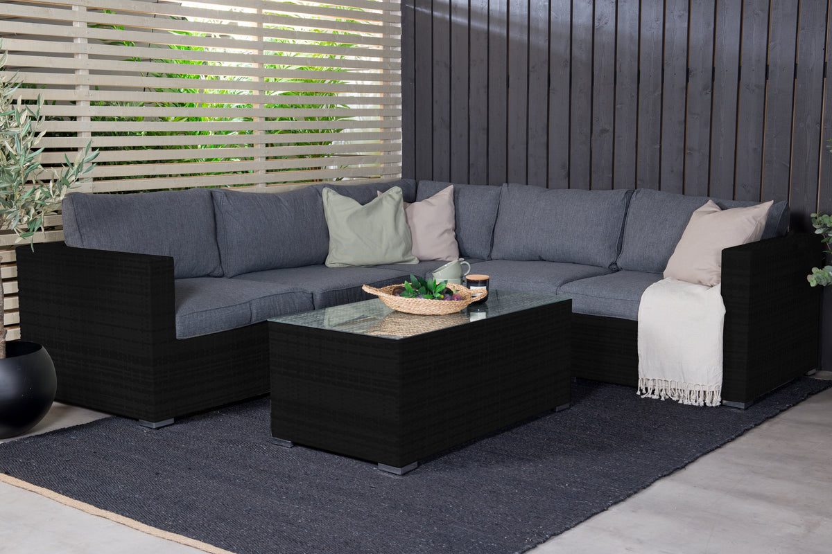 Luxusbetten24 Panther Garten-Loungeset aus Kunstrattan, stilvoll, 3 Farben