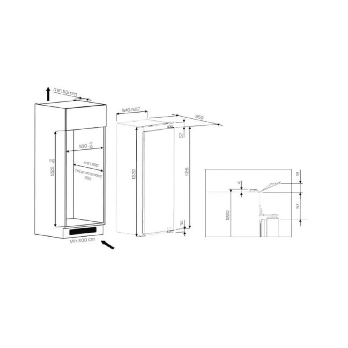 Whirlpool ARG8502 Refrigerador Integrado 209L Frío sin Escarcha Puerta Reversible
