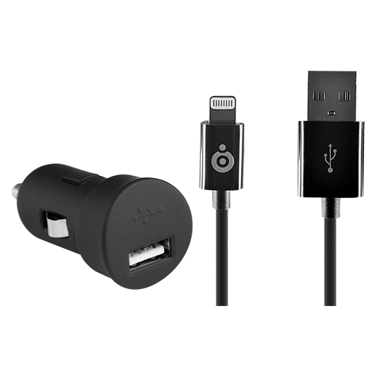 Auto‑Ladegerät USB‑A + Lightning‑Kabel 1 A 1 m Schwarz Kompakt