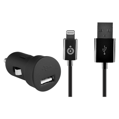 Auto‑Ladegerät USB‑A + Lightning‑Kabel 1 A 1 m Schwarz Kompakt