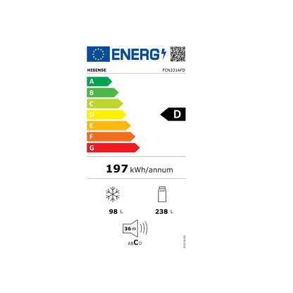 Hisense FCN331AFD Refrigerador Combinado No Frost Inox Negro