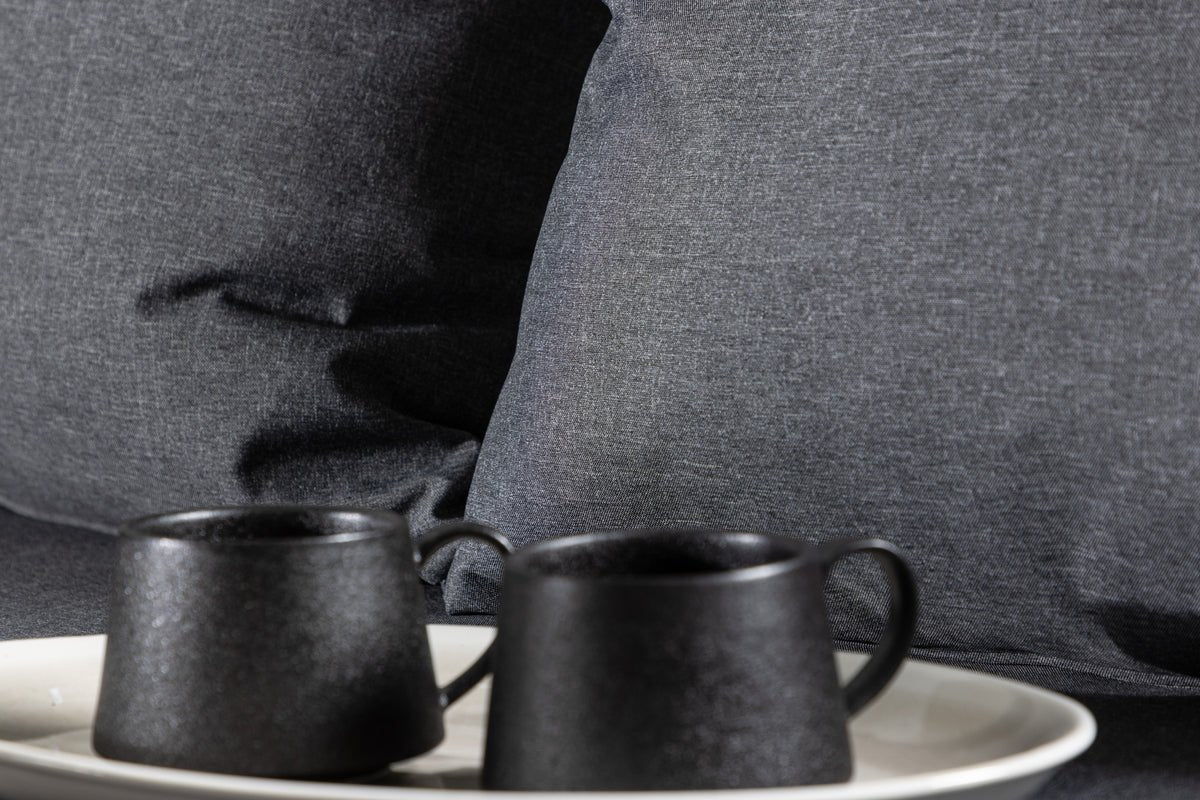 Luxusbetten24 Renavo Garten Lounge Set 2‑teilig, Akazie & Polyester, Schwarz