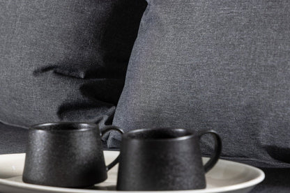 Luxusbetten24 Renavo Garten Lounge Set 2‑teilig, Akazie & Polyester, Schwarz