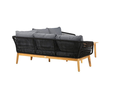 Luxusbetten24 Renavo Garten Lounge Set 2‑teilig, Akazie & Polyester, Schwarz