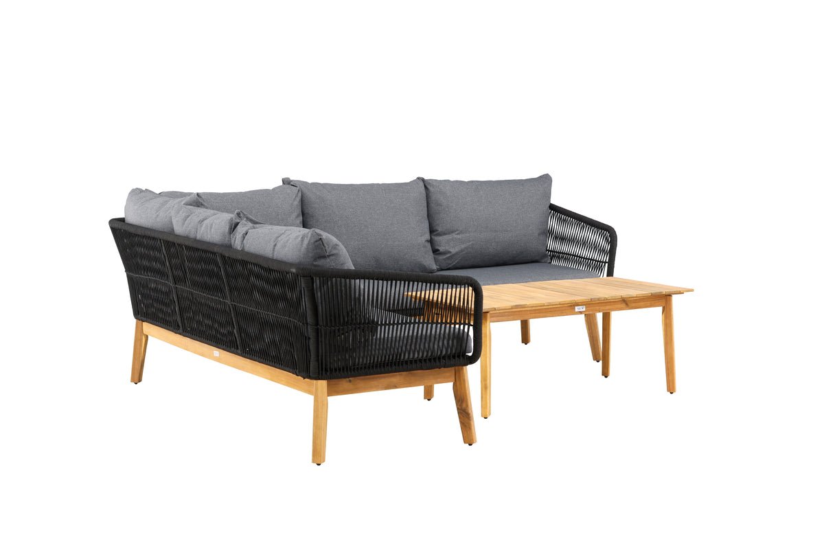Luxusbetten24 Renavo Garten Lounge Set 2‑teilig, Akazie & Polyester, Schwarz