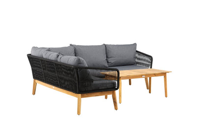 Luxusbetten24 Renavo Garten Lounge Set 2‑teilig, Akazie & Polyester, Schwarz