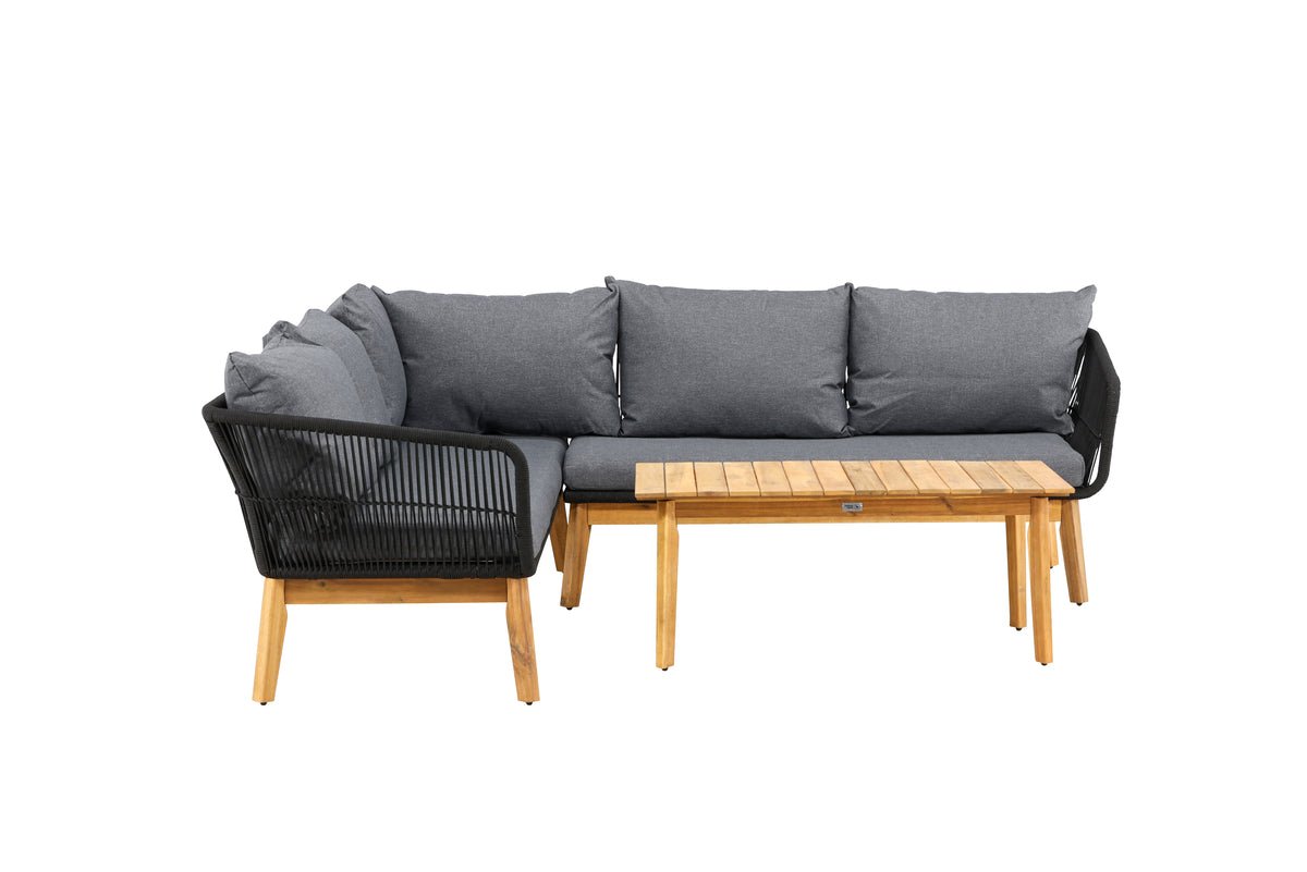 Luxusbetten24 Renavo Garten Lounge Set 2‑teilig, Akazie & Polyester, Schwarz
