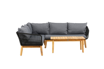 Luxusbetten24 Renavo Garten Lounge Set 2‑teilig, Akazie & Polyester, Schwarz