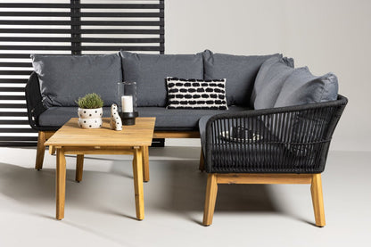 Luxusbetten24 Renavo Garten Lounge Set 2‑teilig, Akazie & Polyester, Schwarz