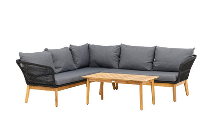 Luxusbetten24 Renavo Garten Lounge Set 2‑teilig, Akazie & Polyester, Schwarz