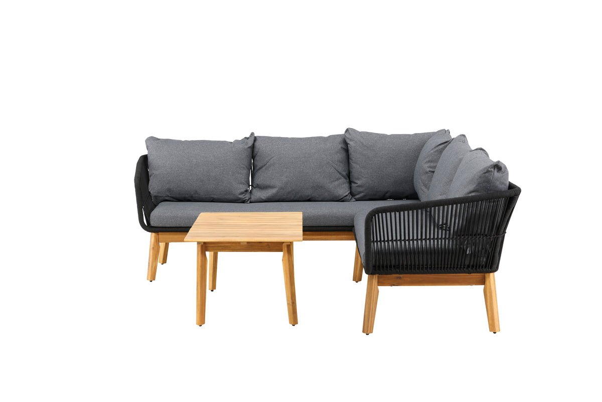 Luxusbetten24 Renavo Garten Lounge Set 2‑teilig, Akazie & Polyester, Schwarz