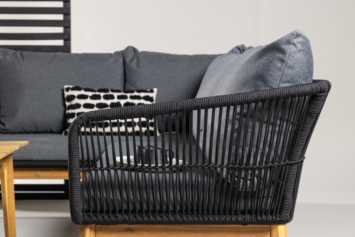 Luxusbetten24 Renavo Garten Lounge Set 2‑teilig, Akazie & Polyester, Schwarz