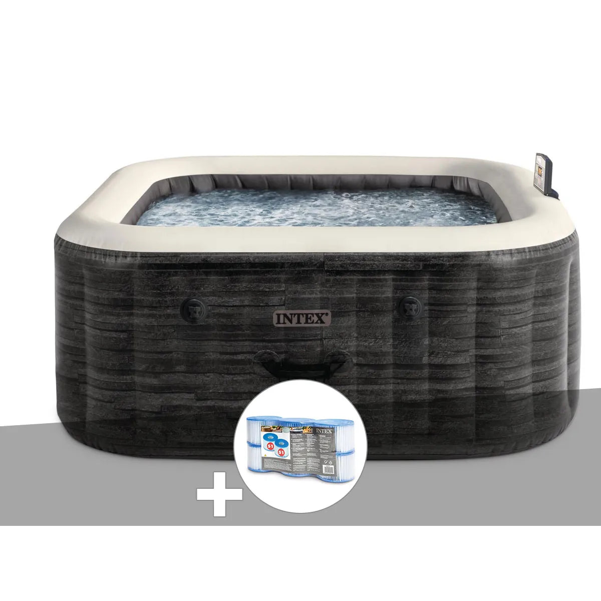Kit Spa Gonflable Intex PureSpa Ardoise Carre Bulles 4 Places MKR00014316503