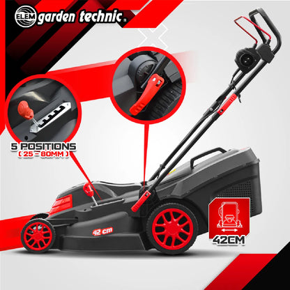 Elem Garden Technic Cortacésped Eléctrico 1800W 420mm 40L