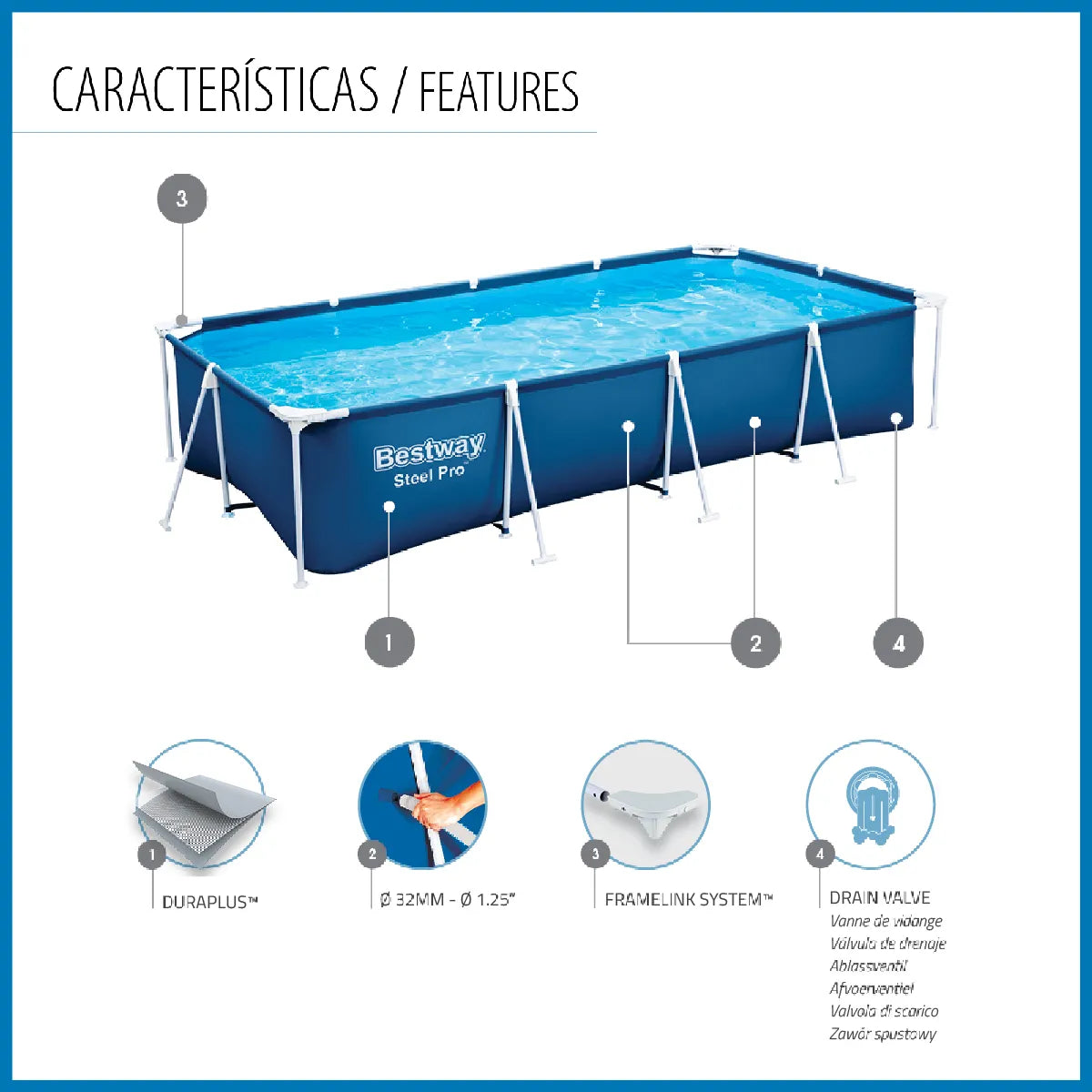 Bestway Steel Pro 400x211x81 cm Piscina Desmontable Duraplus