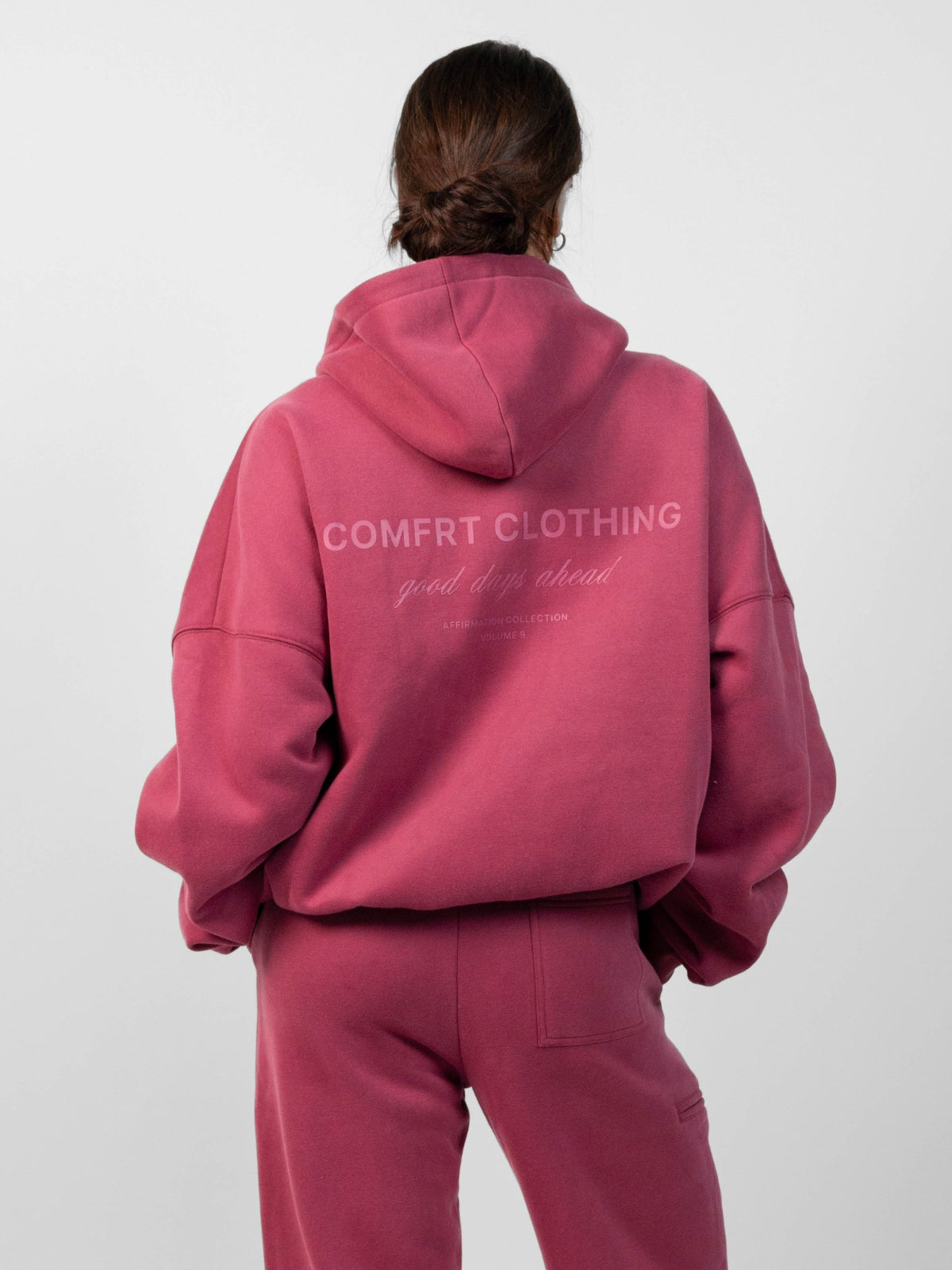 Comfrt Affirmation Zip Hoodie Oversized Super Soft Cotton Maroon