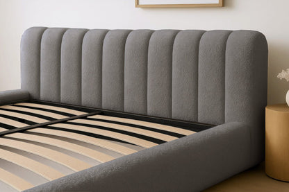 Luxusbetten24 Designer Selene Bouclé Polsterbett 120x200 Beige mit Stauraum