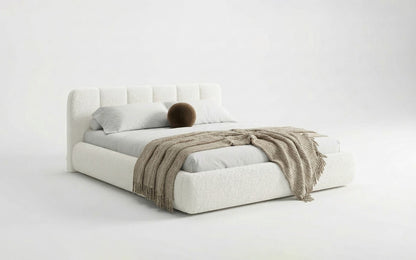 Avelo Polsterbett Bouclé mit Stauraum 200×200 cm Weiß