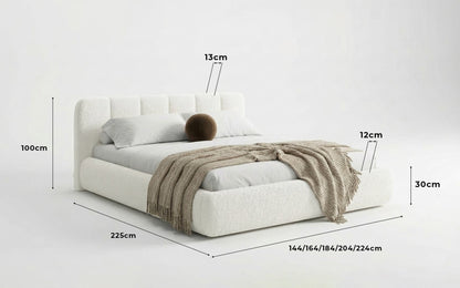 Avelo Polsterbett Bouclé mit Stauraum 200×200 cm Weiß