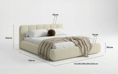 Avelo Polsterbett Bouclé mit Stauraum 200×200 cm Weiß