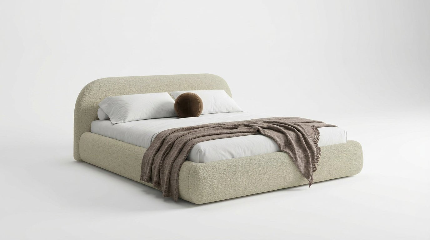 Luxusbetten24 Luma Designer Polsterbett Bouclé mit Stauraum Schlafzimmer